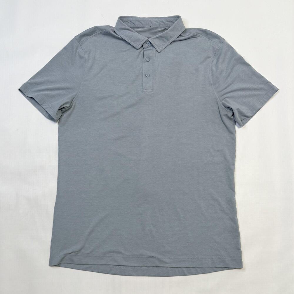 Lululemon Polo Shirt Mens Medium Blue Gray Lightweight Athletic Performance